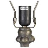 Vintage-Style Table Lamp with Handcrafted Tiffany Shade in Blue and Amber Antique Finish