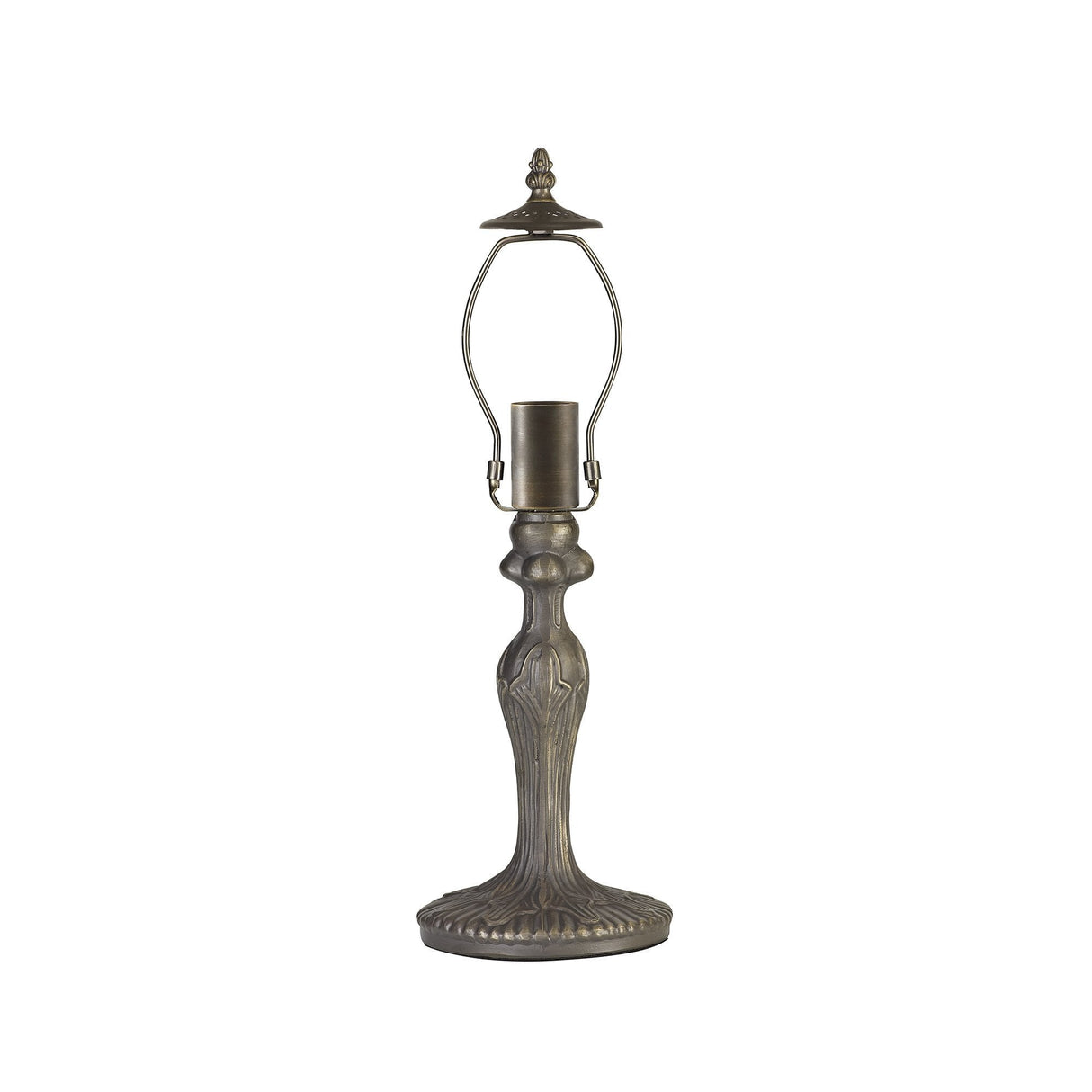 Vintage-Style Table Lamp with Handcrafted Tiffany Shade in Blue and Amber Antique Finish