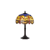 Elegant Octagonal Table Lamp with Tiffany Shade and Amber Crystal Accents