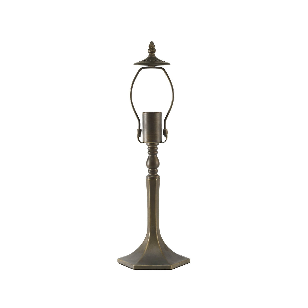 Elegant Octagonal Table Lamp with Tiffany Shade and Amber Crystal Accents