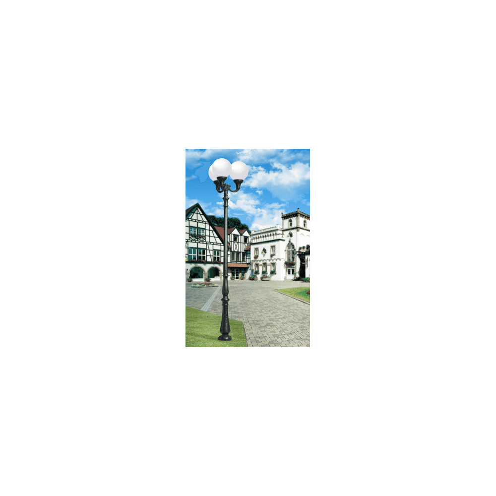 Elegant Triple Globe Black Lamp Post - IP65 Rated E27 Fitting
