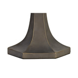 Elegant Octagonal Table Lamp with Blue and Orange Tiffany Shade, Aged Antique Brass Finish