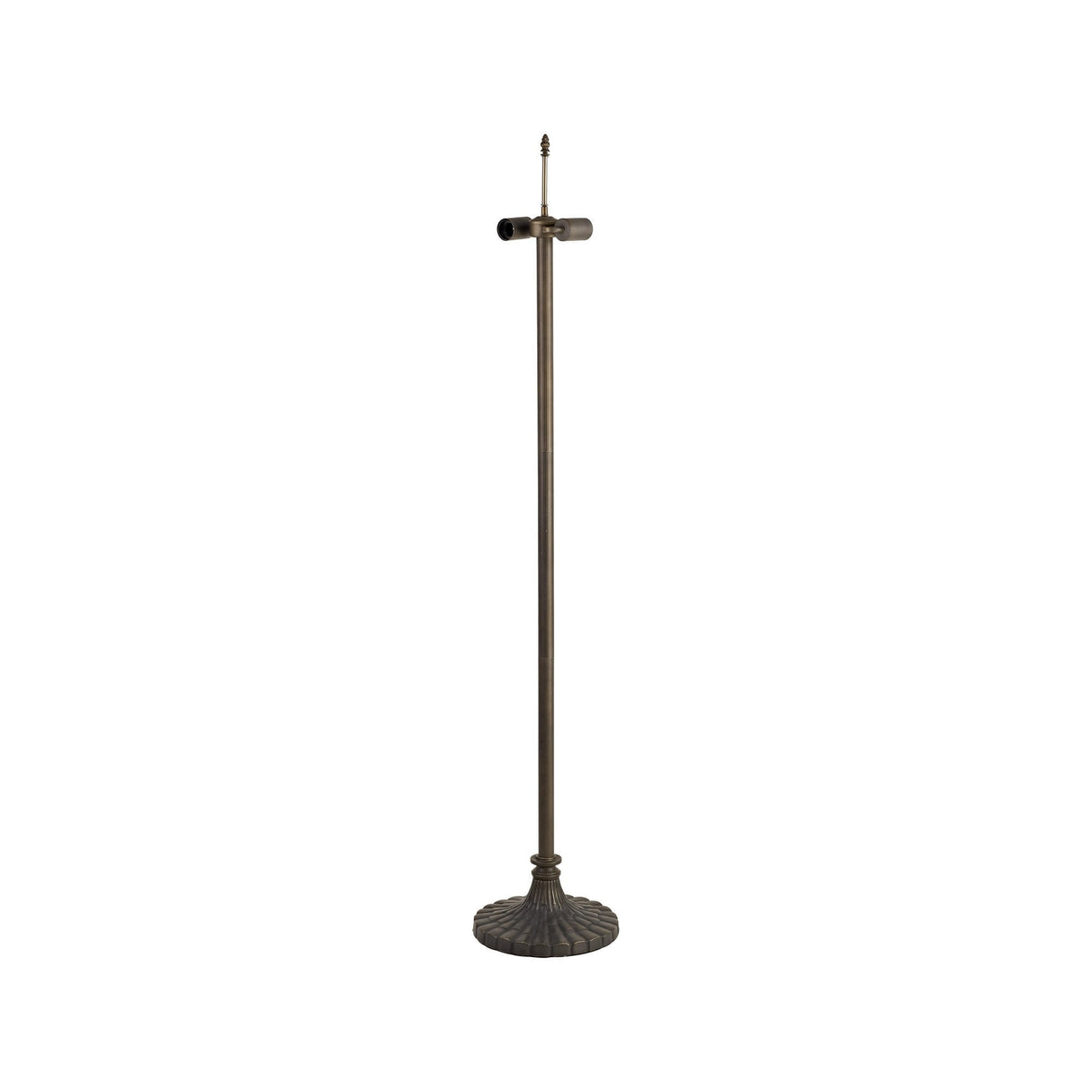 Vintage Two-Light Floor Lamp with Tiffany-Style Blue and Orange Shade, Aged Brass Finish
