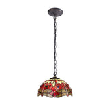 Exquisite Tiffany Style Pendant Light with Aged Antique Brass and Crystal Accents