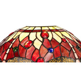 Elegant Tiffany Pendant Light with Dual Uplighting – Purple, Pink & Crystal, Antique Brass Finish