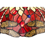Elegant Tiffany Pendant Light with Dual Uplighting – Purple, Pink & Crystal, Antique Brass Finish