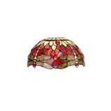 Elegant Tiffany Pendant Light with Dual Uplighting – Purple, Pink & Crystal, Antique Brass Finish
