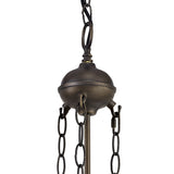 Elegant Tiffany Pendant Light with Dual Uplighting – Purple, Pink & Crystal, Antique Brass Finish