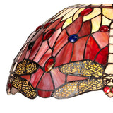 Elegant Dual Light Tiffany Table Lamp with Purple/Pink Crystal Accents and Antique Brass Finish