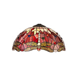 Elegant Dual Light Tiffany Table Lamp with Purple/Pink Crystal Accents and Antique Brass Finish