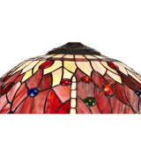 Elegant Antique Brass Pendant with Tiffany Shades and Crystal Accents