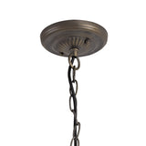 Elegant Antique Brass Pendant with Tiffany Shades and Crystal Accents