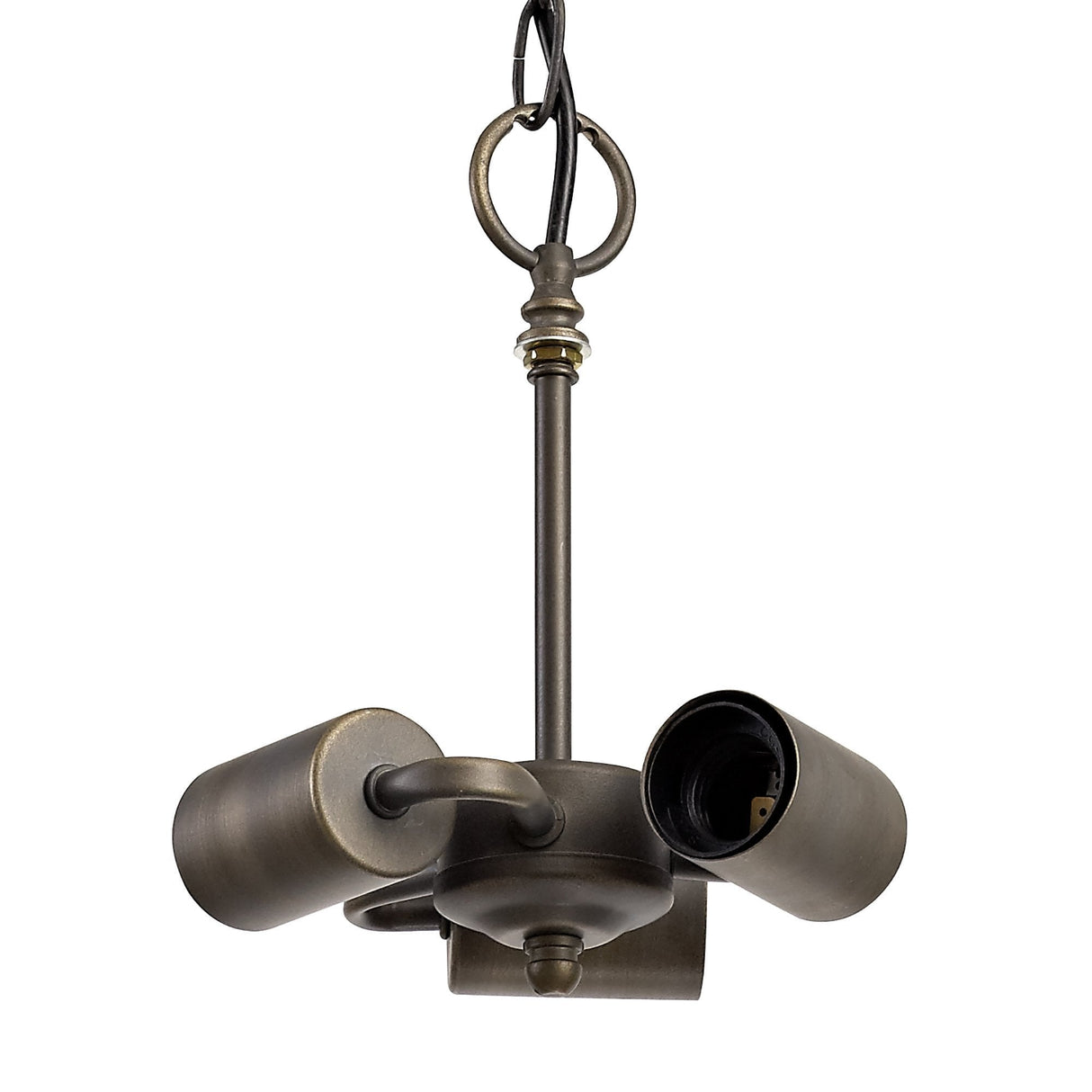 Elegant Antique Brass Pendant with Tiffany Shades and Crystal Accents