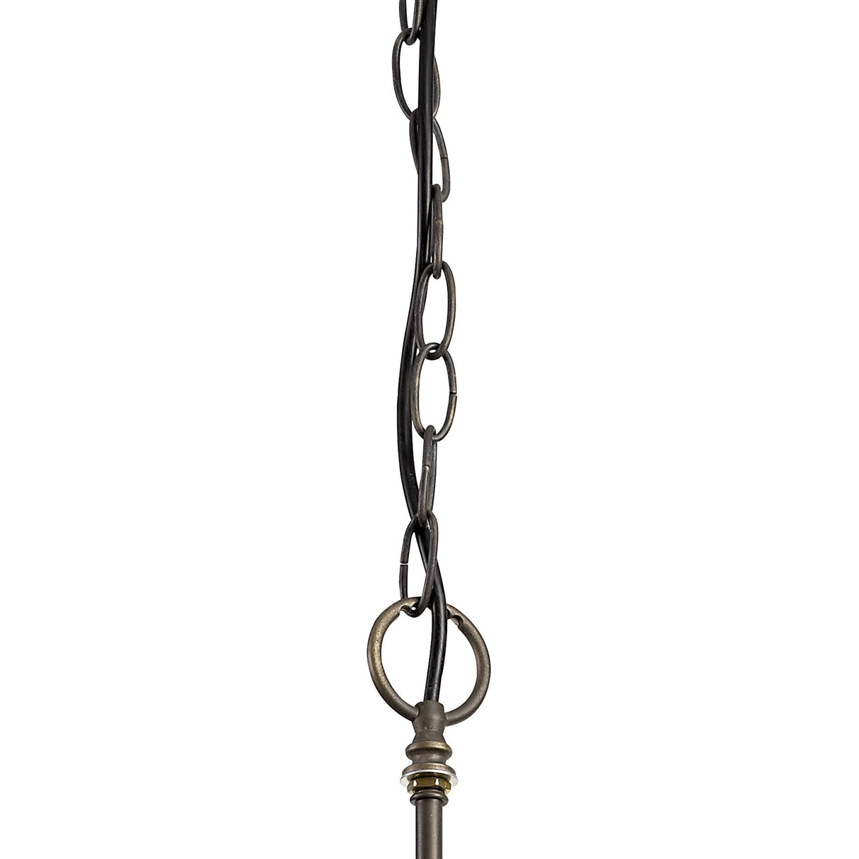 Elegant Antique Brass Pendant with Tiffany Shades and Crystal Accents