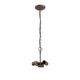 Elegant Antique Brass Pendant with Tiffany Shades and Crystal Accents