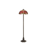 Elegant Octagonal Tiffany Floor Lamp with Dual Light in Purple/Pink and Antique Brass Finish