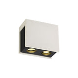 Dual Spotlight Ceiling Fixture - Customizable White Gypsum with Matte Black Accents