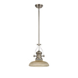 Elegant Telescopic Pendant Light with Amber Glass Shade, Polished Nickel Finish