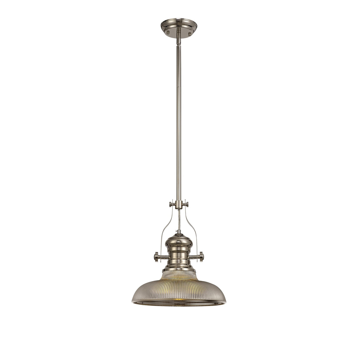 Smoked Glass 1-Light Pendant with Telescopic Polished Nickel Fixture