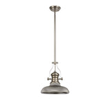 Smoked Glass 1-Light Pendant with Telescopic Polished Nickel Fixture