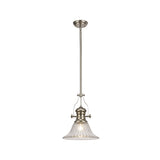Polished Nickel Pendant Light with Clear 30cm Glass Bell Shade
