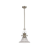 Polished Nickel Pendant Light with Clear 30cm Glass Bell Shade