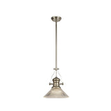 Polished Nickel Telescopic Pendant Light with Clear 30cm Glass Cone Shade