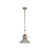 Polished Nickel Telescopic Pendant Light with Clear 30cm Glass Cone Shade