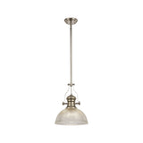Elegant 1-Light Pendant with 30cm Glass Dome, Polished Nickel Finish