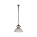 Elegant 1-Light Pendant with 30cm Glass Dome, Polished Nickel Finish