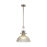 Elegant Polished Nickel Pendant Light with Clear Glass Dome Shade (38cm)