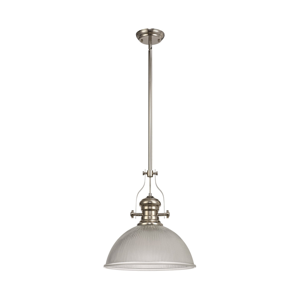 Elegant Polished Nickel Pendant Light with Clear Glass Dome Shade (38cm)