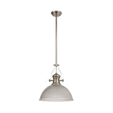 Elegant Polished Nickel Pendant Light with Clear Glass Dome Shade (38cm)