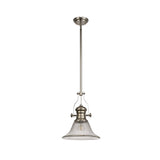 Sleek 1-Light Adjustable Pendant with 30cm Clear Bell Glass Shade, Polished Nickel Finish