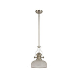 Single Light Adjustable Pendant with Prismatic Glass and Polished Nickel Finish
