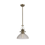Prismatic Glass Pendant Light with Telescopic Polished Nickel Finish, E27 Socket