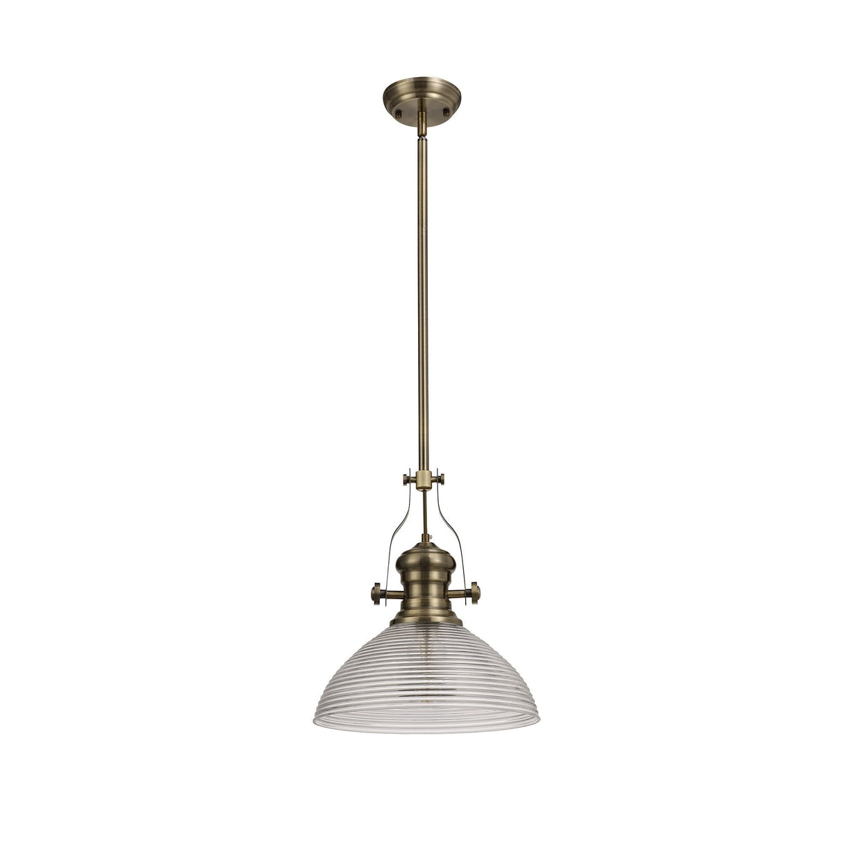 Prismatic Glass Pendant Light with Telescopic Polished Nickel Finish, E27 Socket