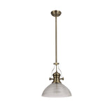 Prismatic Glass Pendant Light with Telescopic Polished Nickel Finish, E27 Socket