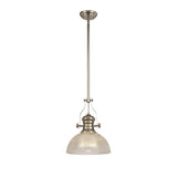 Single Adjustable Pendant Light with 30cm Prismatic Glass Shade, Polished Nickel Finish