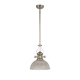 Single Adjustable Pendant Light with 30cm Prismatic Glass Shade, Polished Nickel Finish