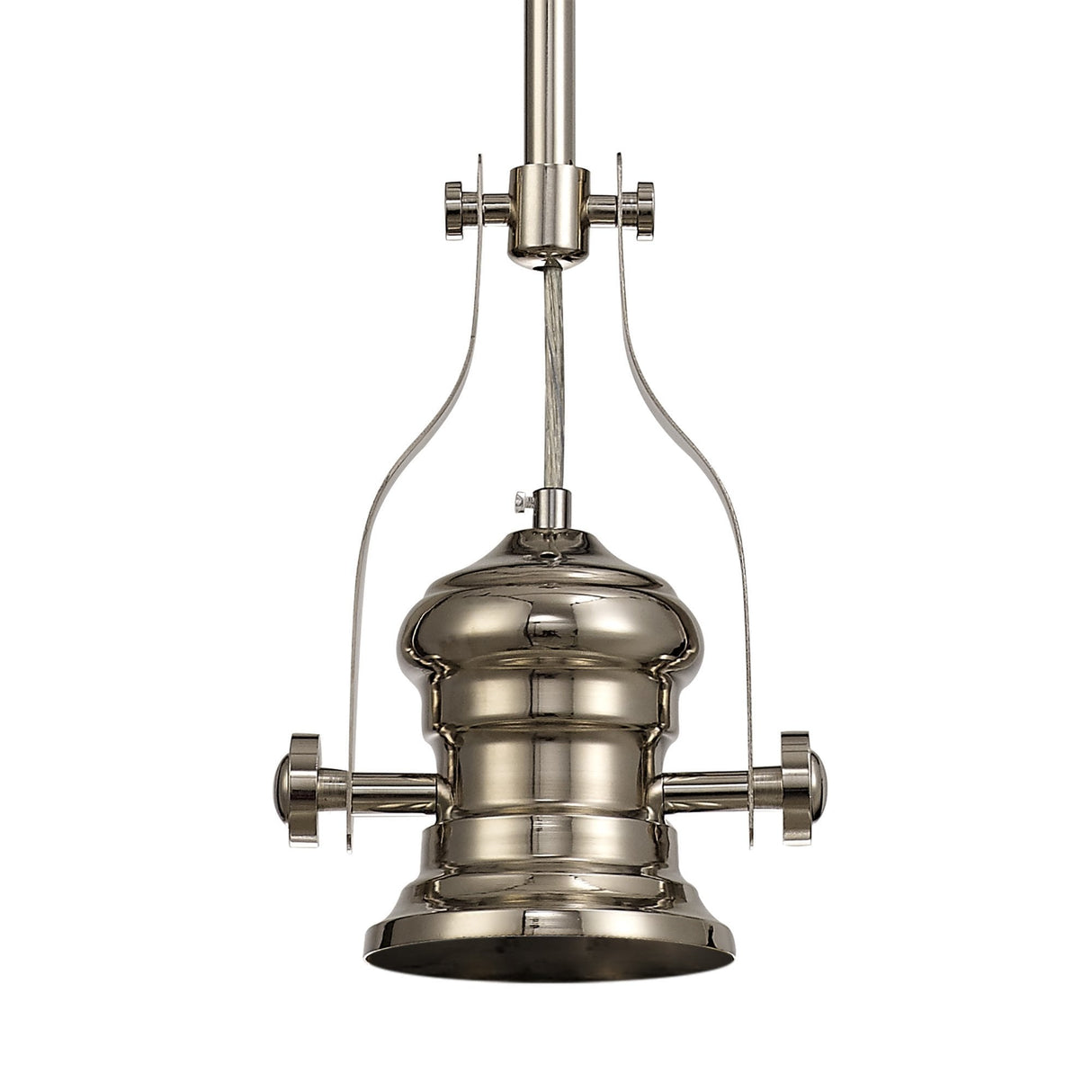 Single Adjustable Pendant Light with 30cm Prismatic Glass Shade, Polished Nickel Finish