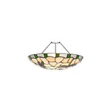 Elegant 1-Light Tiffany Pendant with 35cm Green & Cream Shade, Crystal Accents