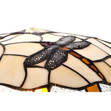 Amber and Cream Tiffany Pendant Light with Crystal Accents, 35cm Shade, Adjustable Drop