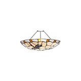 Amber and Cream Tiffany Pendant Light with Crystal Accents, 35cm Shade, Adjustable Drop