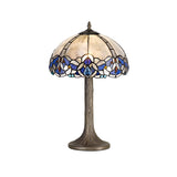 Elegant Tree-Inspired Table Lamp with 30cm Tiffany Blue & Clear Crystal Shade in Antique Brass Finish