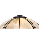 Dual-Light Semi-Flush Ceiling Fixture with Tiffany Shade and Antique Brass Finish