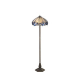 Octagonal Dual Light Floor Lamp with 40cm Tiffany Blue Shade and Antique Brass Finish