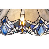 Octagonal Dual Light Floor Lamp with 40cm Tiffany Blue Shade and Antique Brass Finish