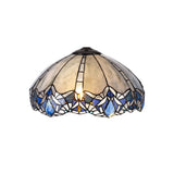 Octagonal Dual Light Floor Lamp with 40cm Tiffany Blue Shade and Antique Brass Finish