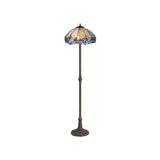 Elegant Two-Light Floor Lamp with Leaf Design and Blue Tiffany Crystal Shade